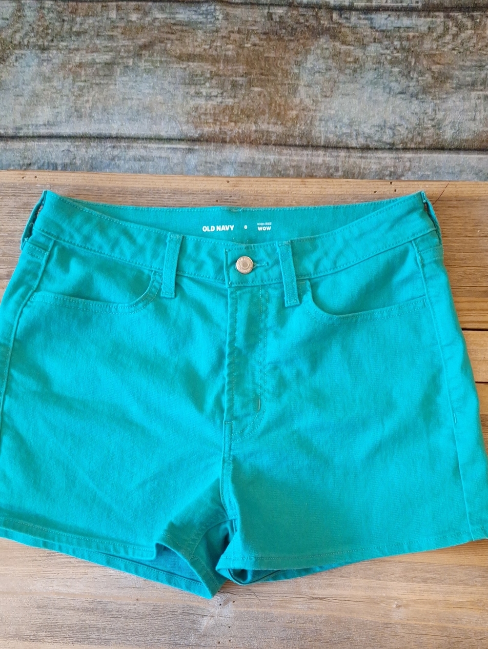 Old Navy Teal Green Mid-Rise Denim Shorts. Size 8